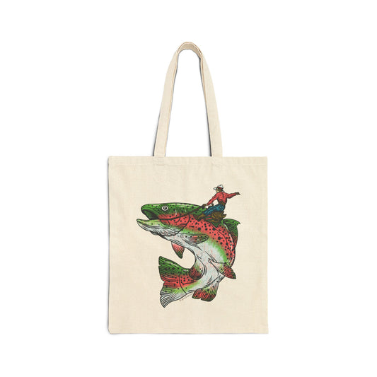 Rodeo Rainbow Trout ~ Cotton Canvas Tote Bag