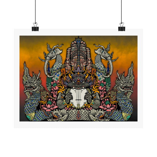 Temple Dreams~ 13"x10" Matte Poster (A Painting inspired by travels in Thailand & Cambodia)