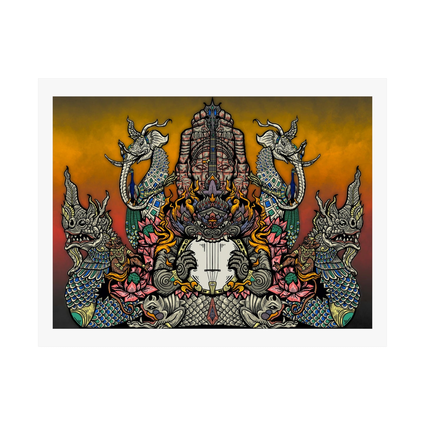 Temple Dreams~ 13"x10" Matte Poster (A Painting inspired by travels in Thailand & Cambodia)