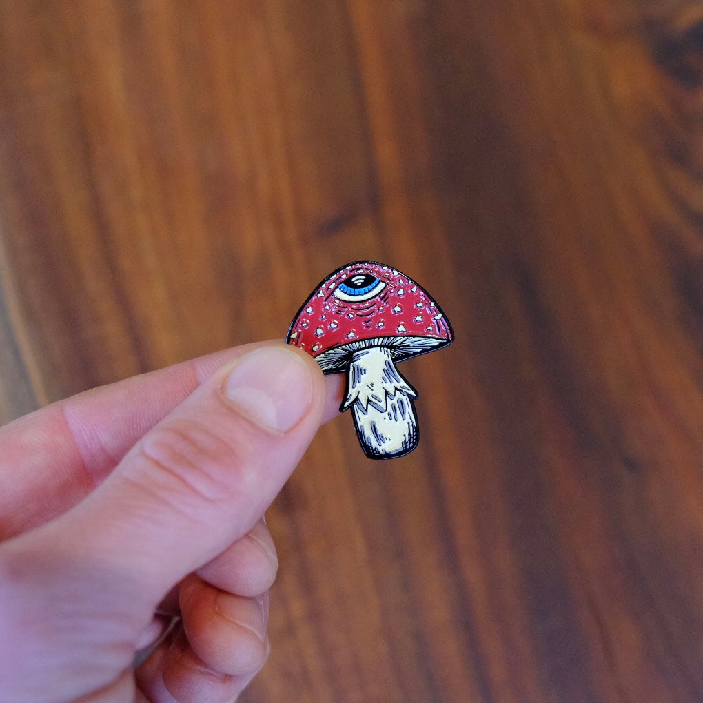 3rd Eye Fly Enamel Pin (Amanita Muscaria/Fly Agaric Mushroom with a 3rd Eye!)