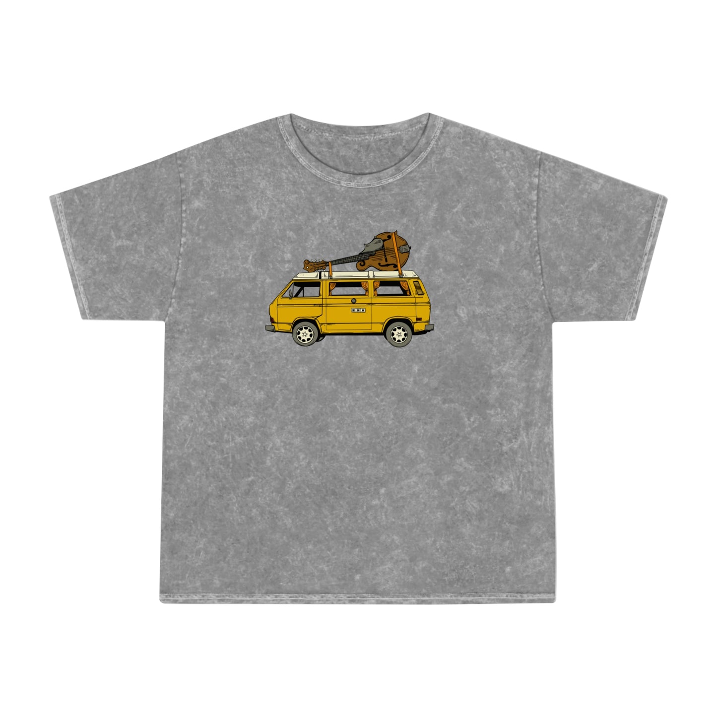 VW Vanagon with a Mandolin! Mineral Wash T-Shirt (Camper Van with Mandolin Tee)