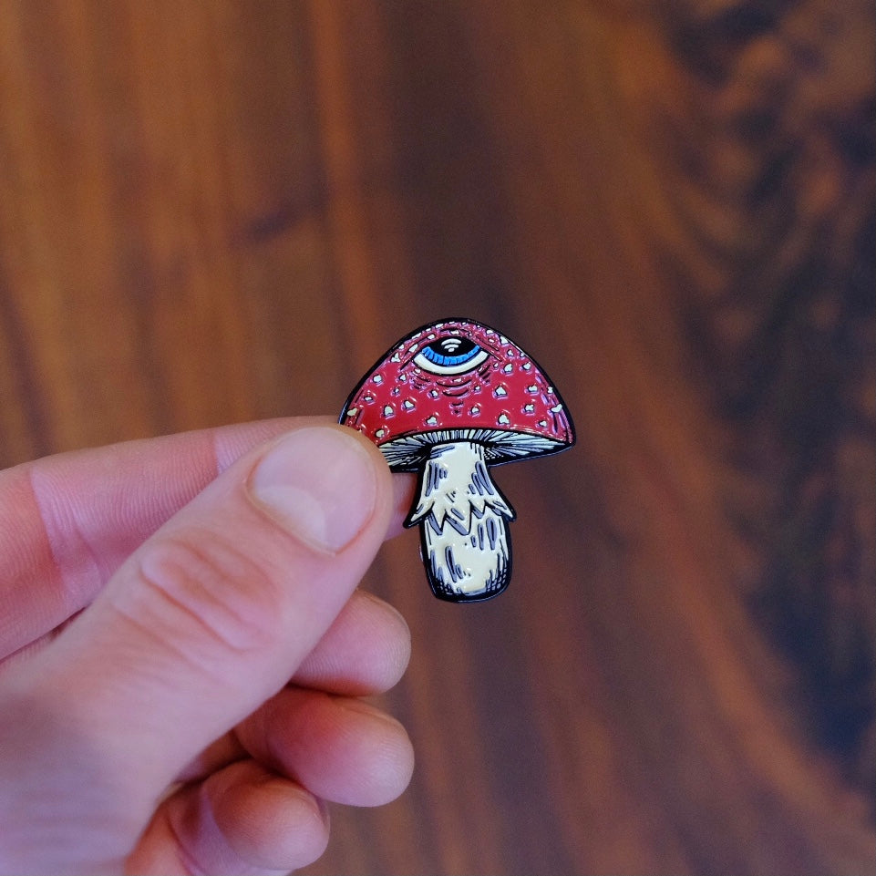 3rd Eye Fly Enamel Pin (Amanita Muscaria/Fly Agaric Mushroom with a 3rd Eye!)