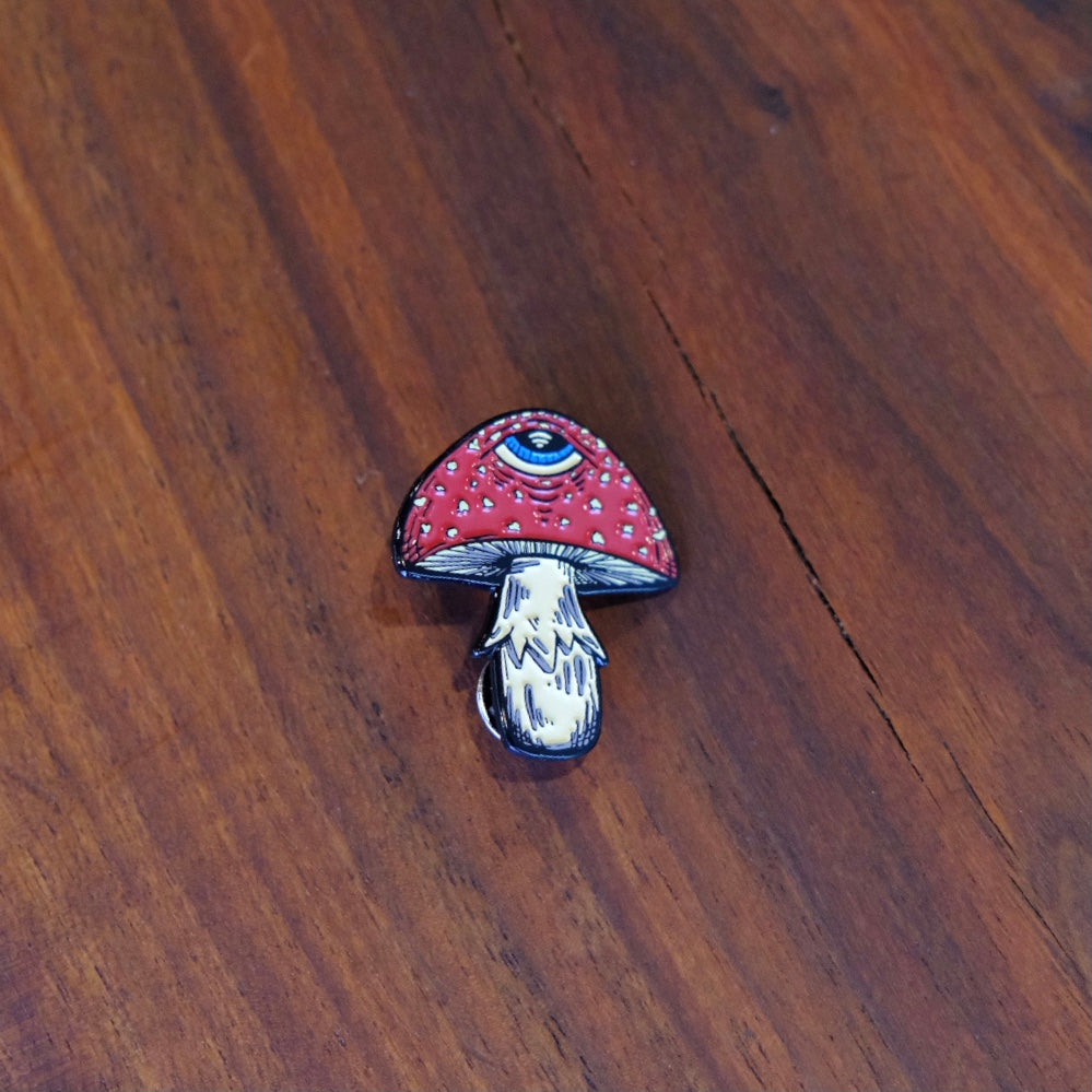 3rd Eye Fly Enamel Pin (Amanita Muscaria/Fly Agaric Mushroom with a 3rd Eye!)