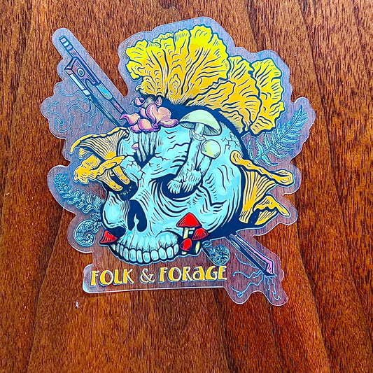 Folk & Forage Skull with Mushrooms Sticker