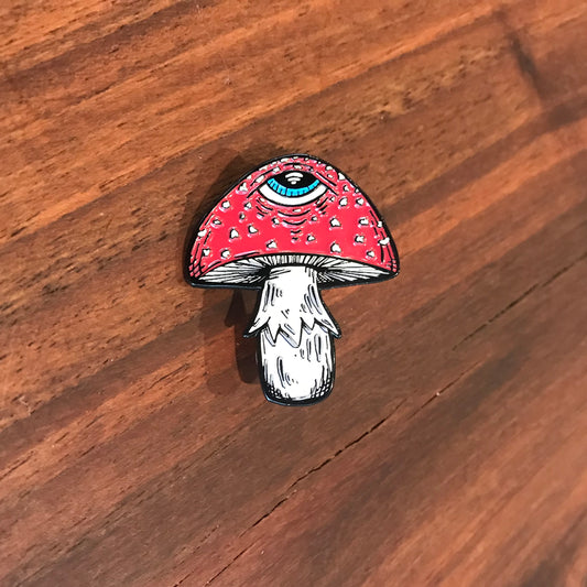 3rd Eye Fly Enamel Pin (Amanita Muscaria/Fly Agaric Mushroom with a 3rd Eye!)