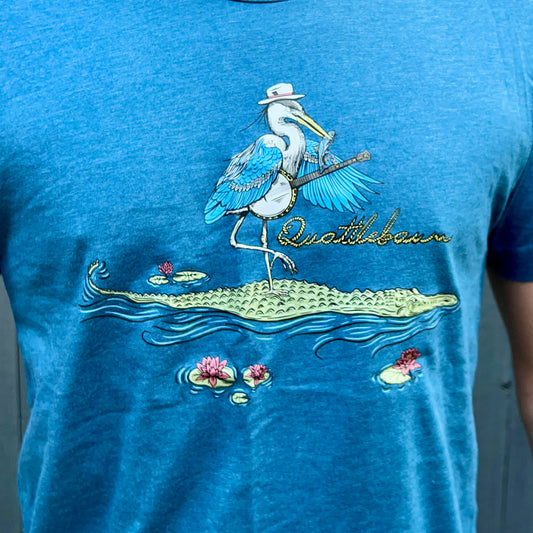 Quattlebaum Tee ~ Blue Heron Playing Banjo on an Alligator ~