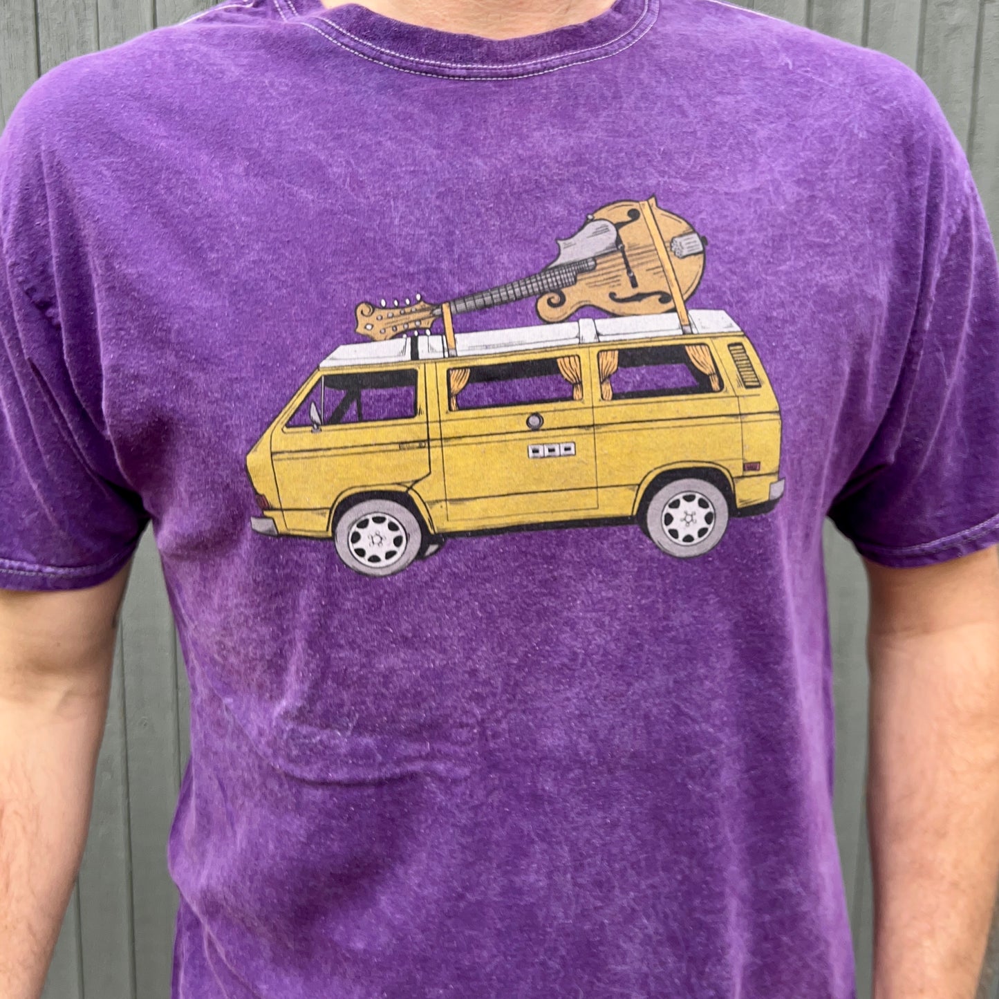 VW Vanagon with a Mandolin! Mineral Wash T-Shirt (Camper Van with Mandolin Tee)