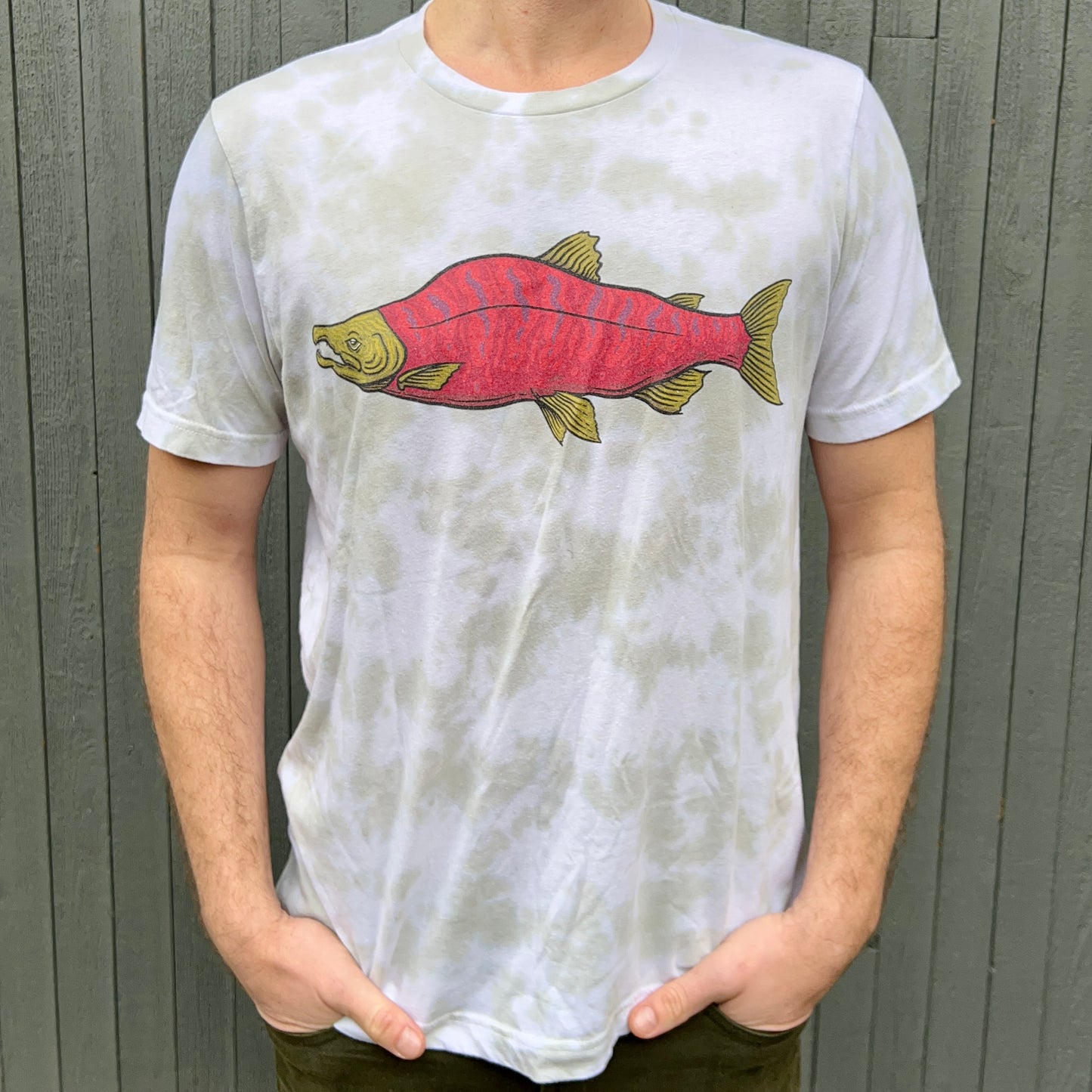 Psychedelic Sockeye Salmon Tie-Dyed T-Shirt