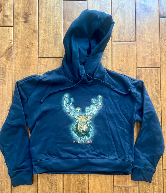 Folk & Forage Deer Shroom Antlers ~ Cropped Hoodie