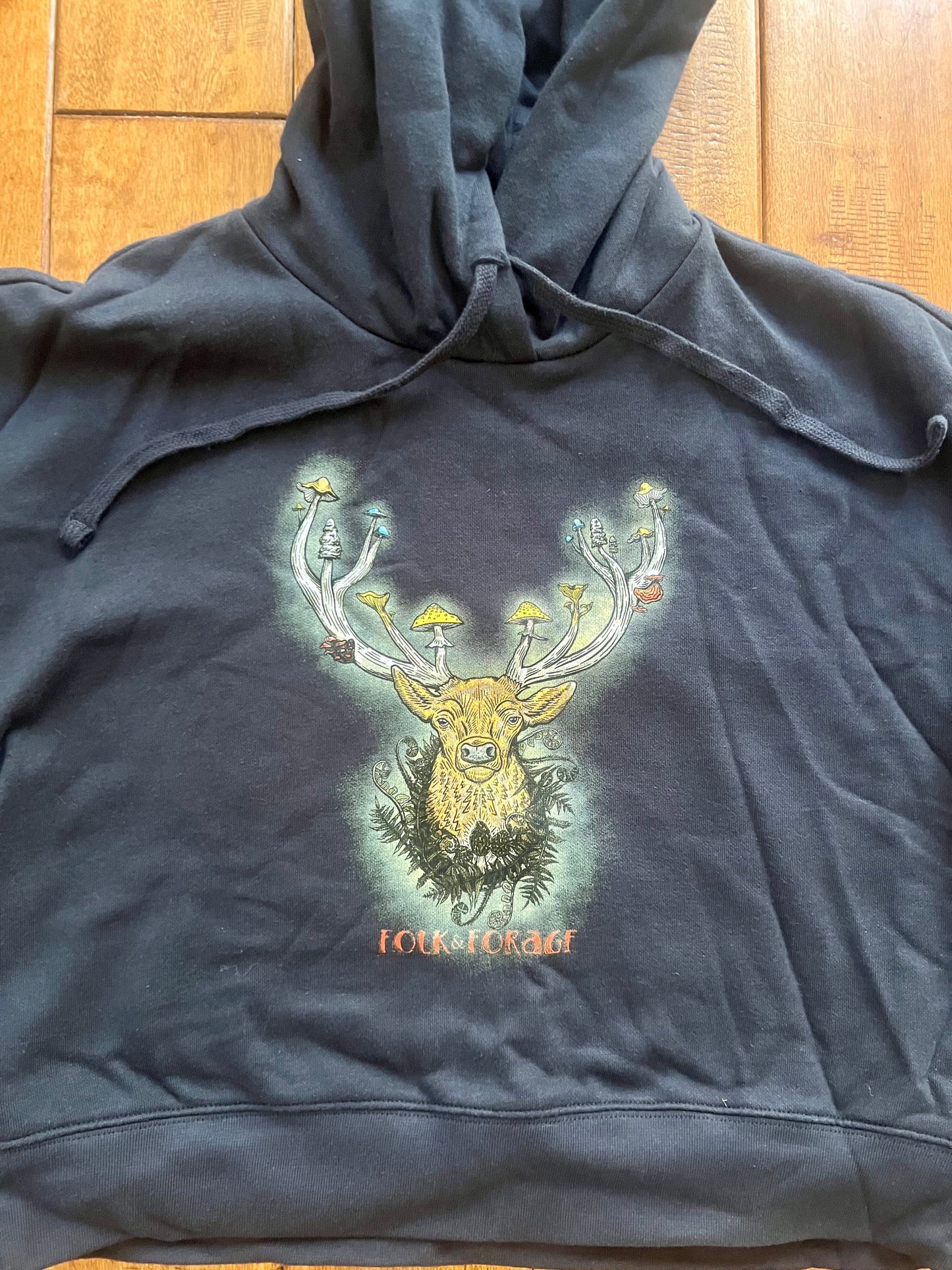 Folk & Forage Deer Shroom Antlers ~ Cropped Hoodie