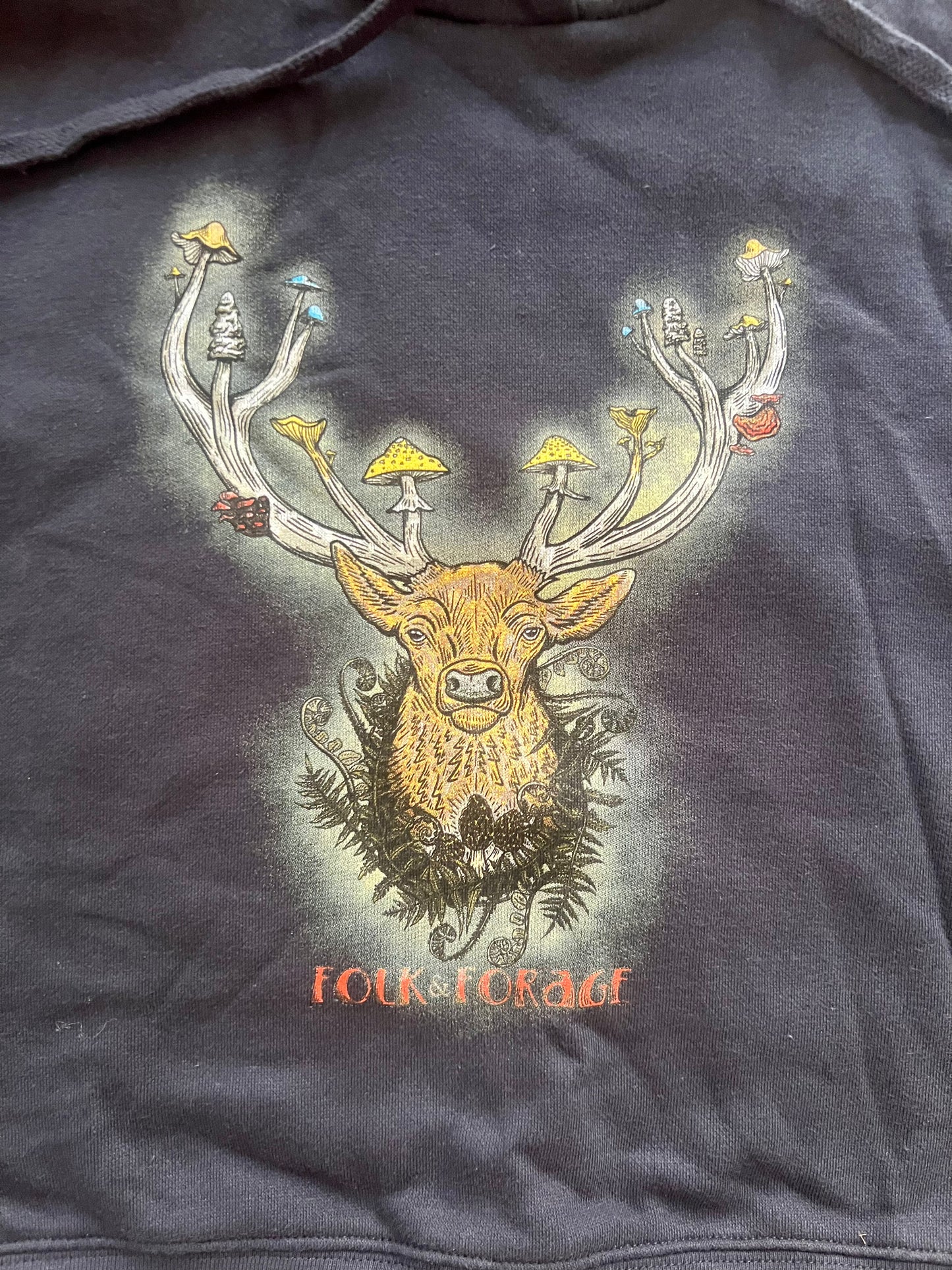 Folk & Forage Deer Shroom Antlers ~ Cropped Hoodie