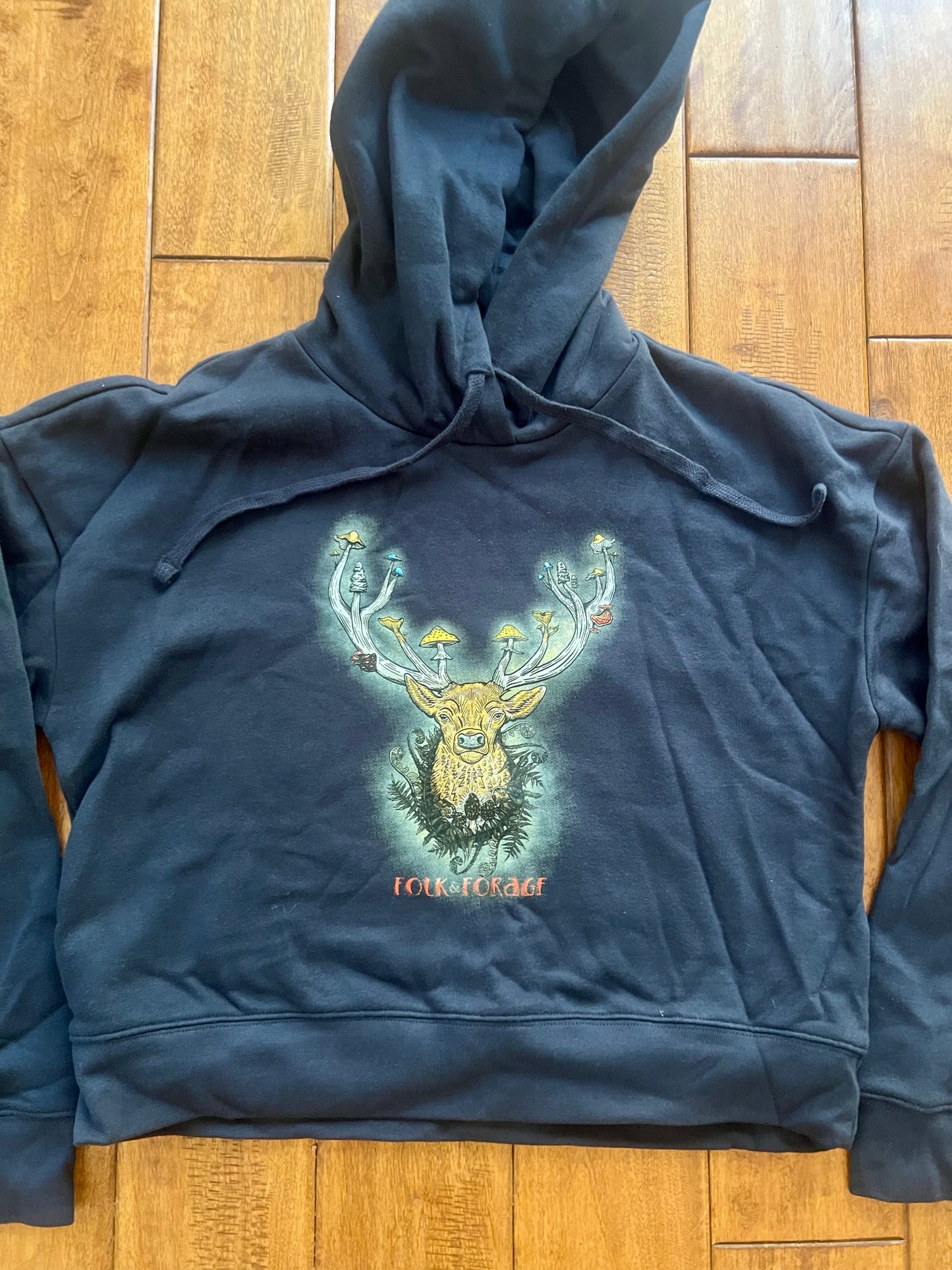Folk & Forage Deer Shroom Antlers ~ Cropped Hoodie