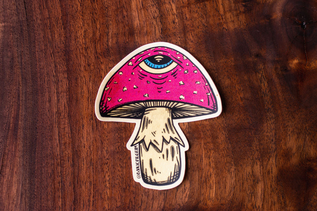 3rd Eye Fly Sticker ~ Amanita Muscaria with a 3rd Eye