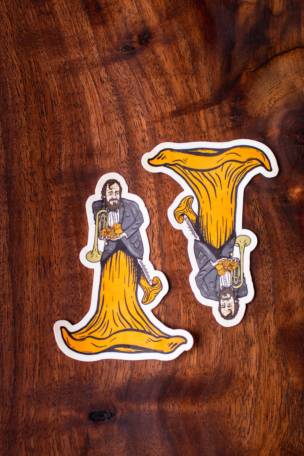 All the Rain Promised ~ Sticker ~ Mushroom Hunter and Trumpet Player with Chanterelle Dress