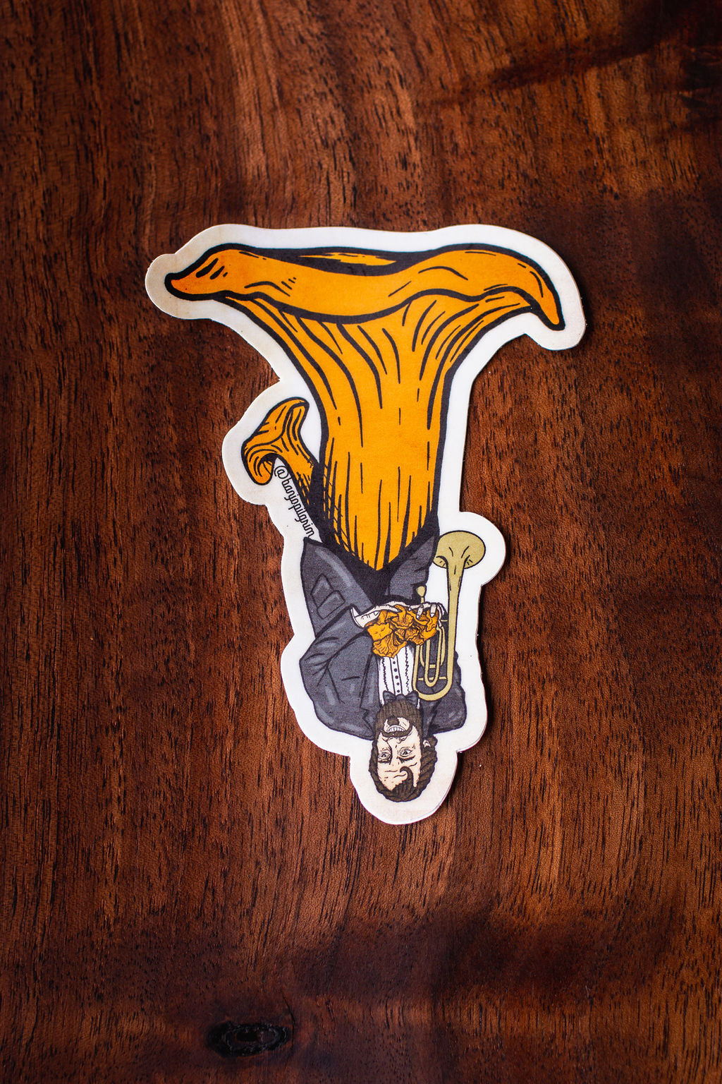 All the Rain Promised ~ Sticker ~ Mushroom Hunter and Trumpet Player with Chanterelle Dress