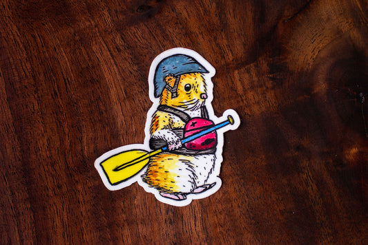 Hamster Paddle Boi Sticker (Hamster in a PFD with a paddle)