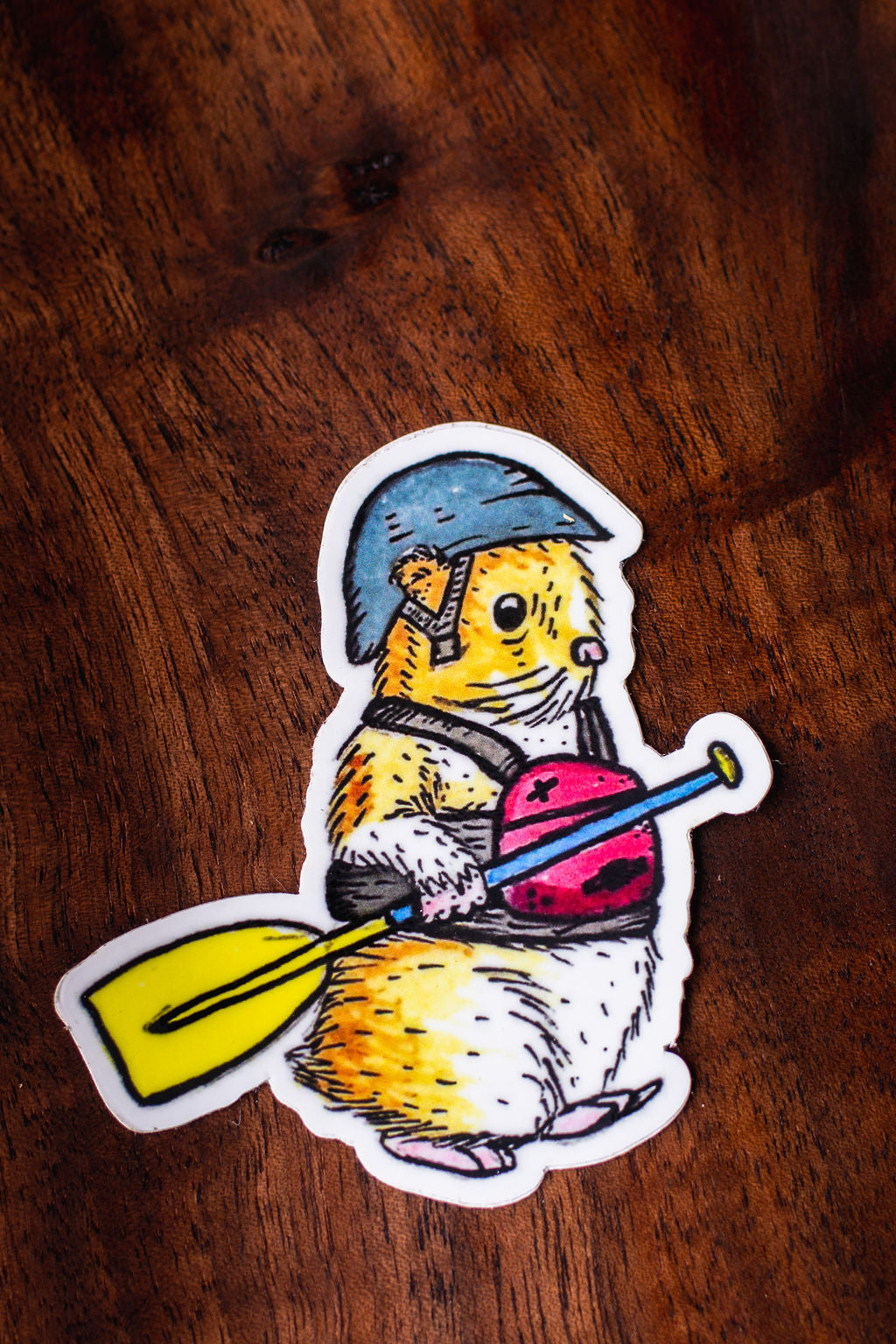 Hamster Paddle Boi Sticker (Hamster in a PFD with a paddle)